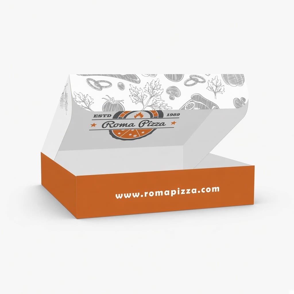 Roma Pizza roll-end kutu, açık