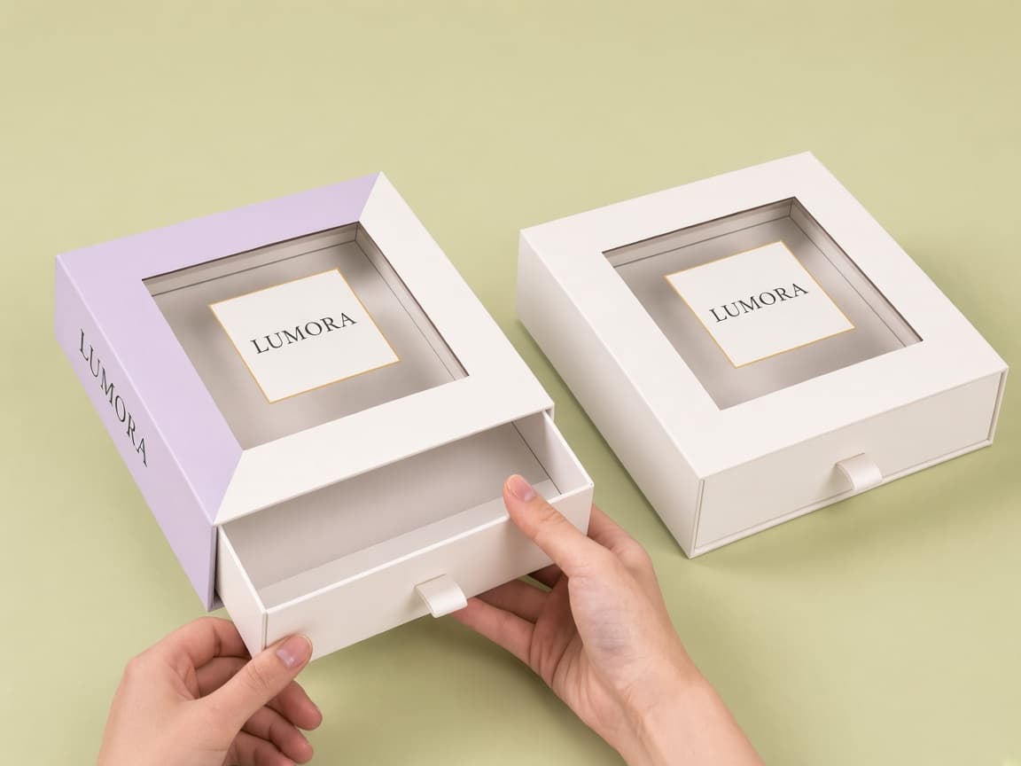 Lila-fildişi LUMORA pencereli kapak ve çekmece